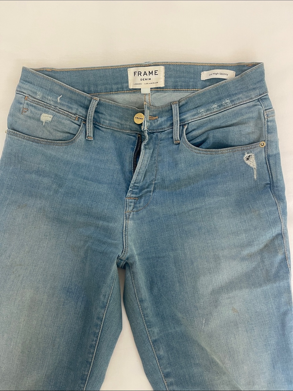 Frame Denim Light Blue High-Rise Skinny Jeans